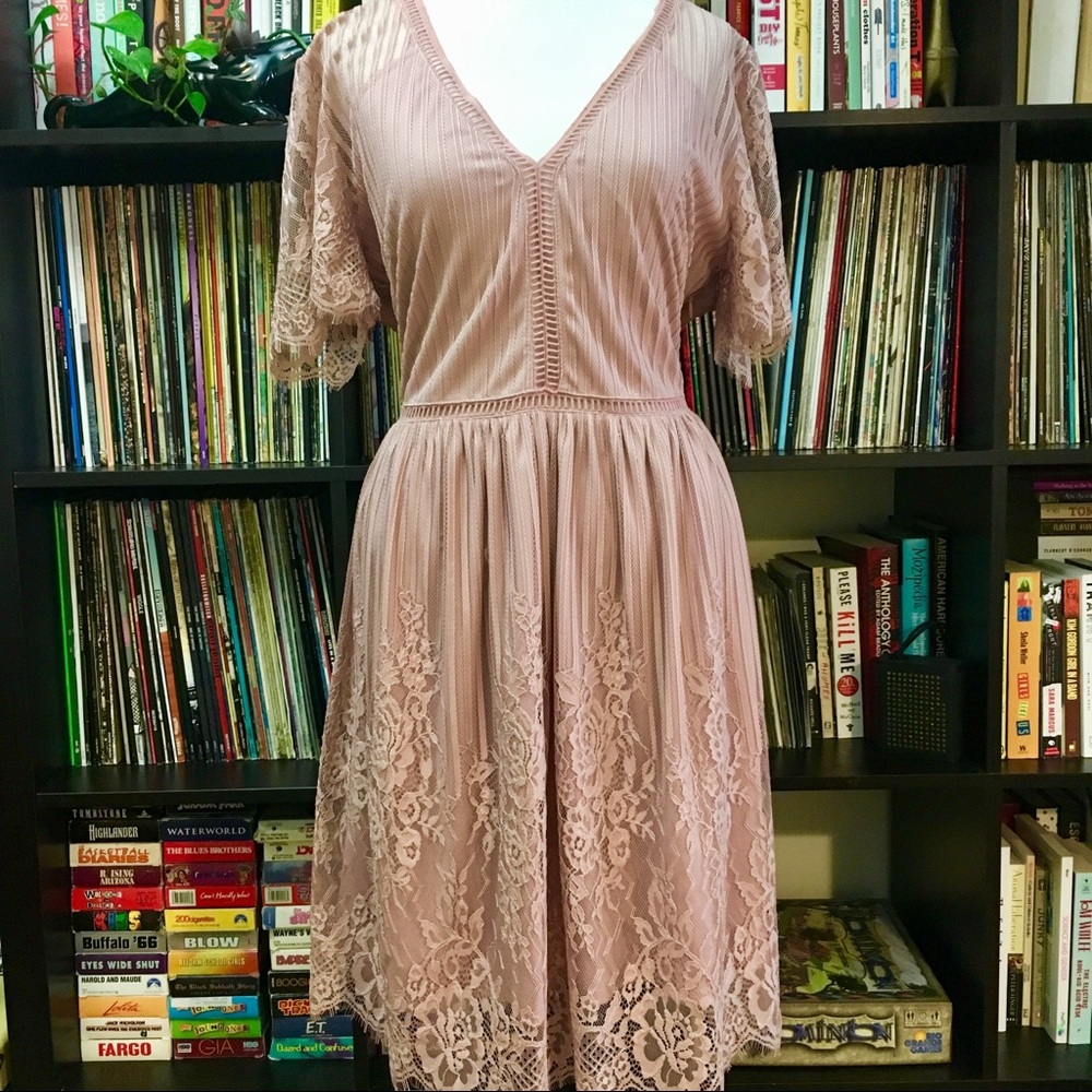 Rose lace tea dress